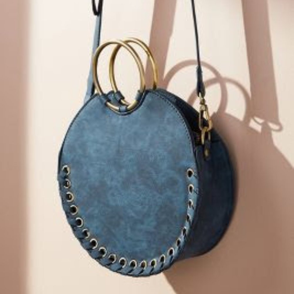 STITCHED CIRCULAR CROSSBODY BAG
